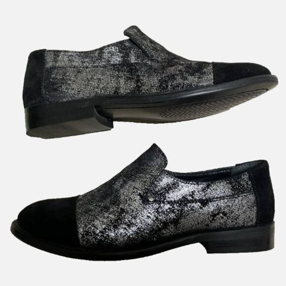 Sbicca Women's Loafer Black Silver Carboan Flat Shoes With Leather NEW Size 6 - Picture 1 of 4